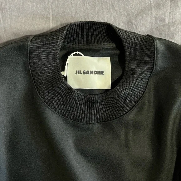 Jil Sander Melton Wool Black Crew Sweatshirt